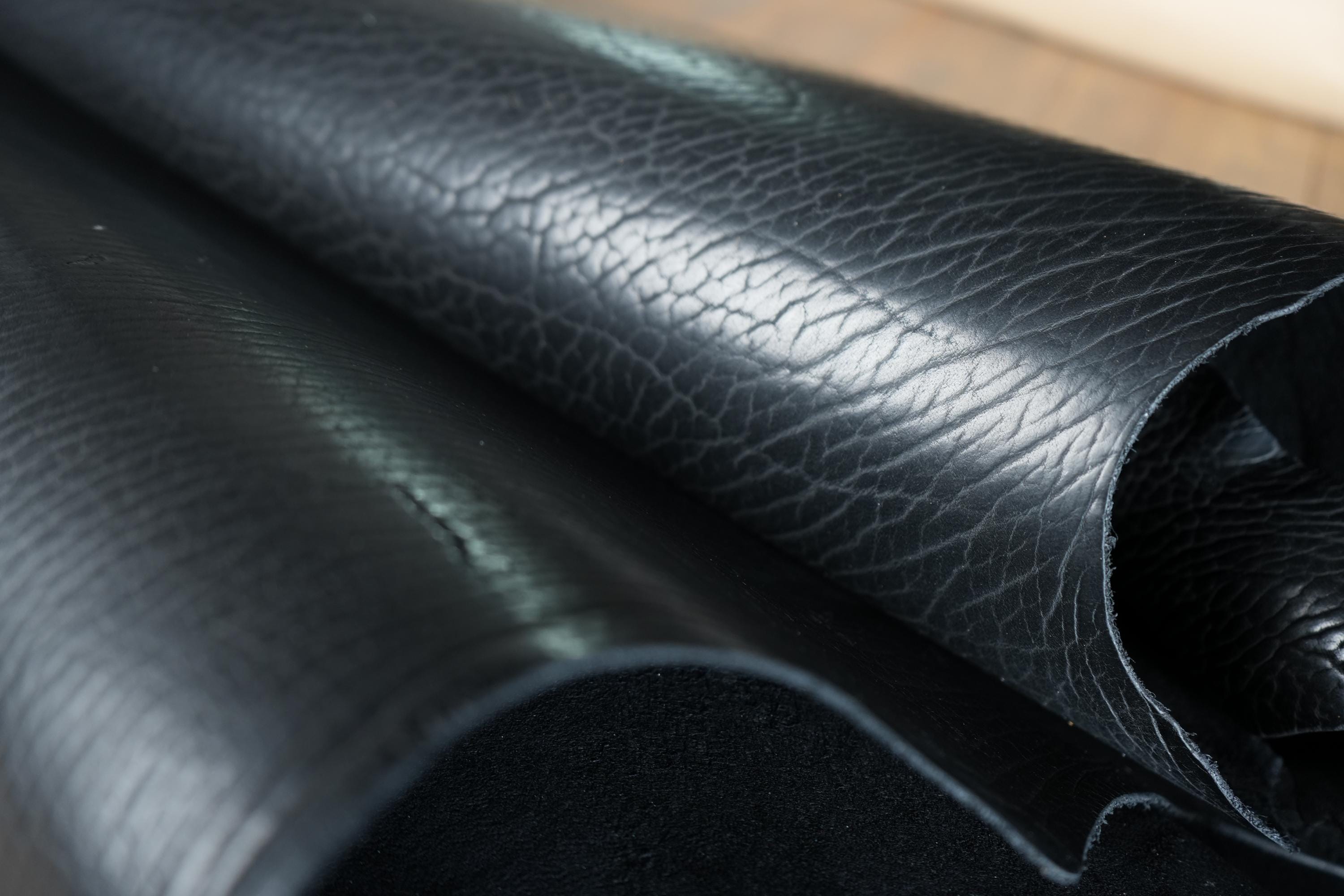 Shrunken Bison Leather Black American Made Distressed Hide DIY Wallet Panel Tooling Leather for Craftsmen