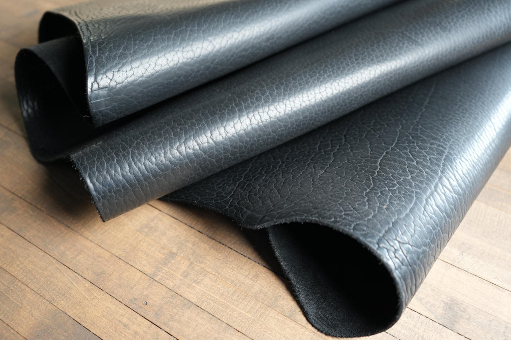 Shrunken Bison Leather Black American Made Distressed Hide DIY Wallet Panel Tooling Leather for Craftsmen