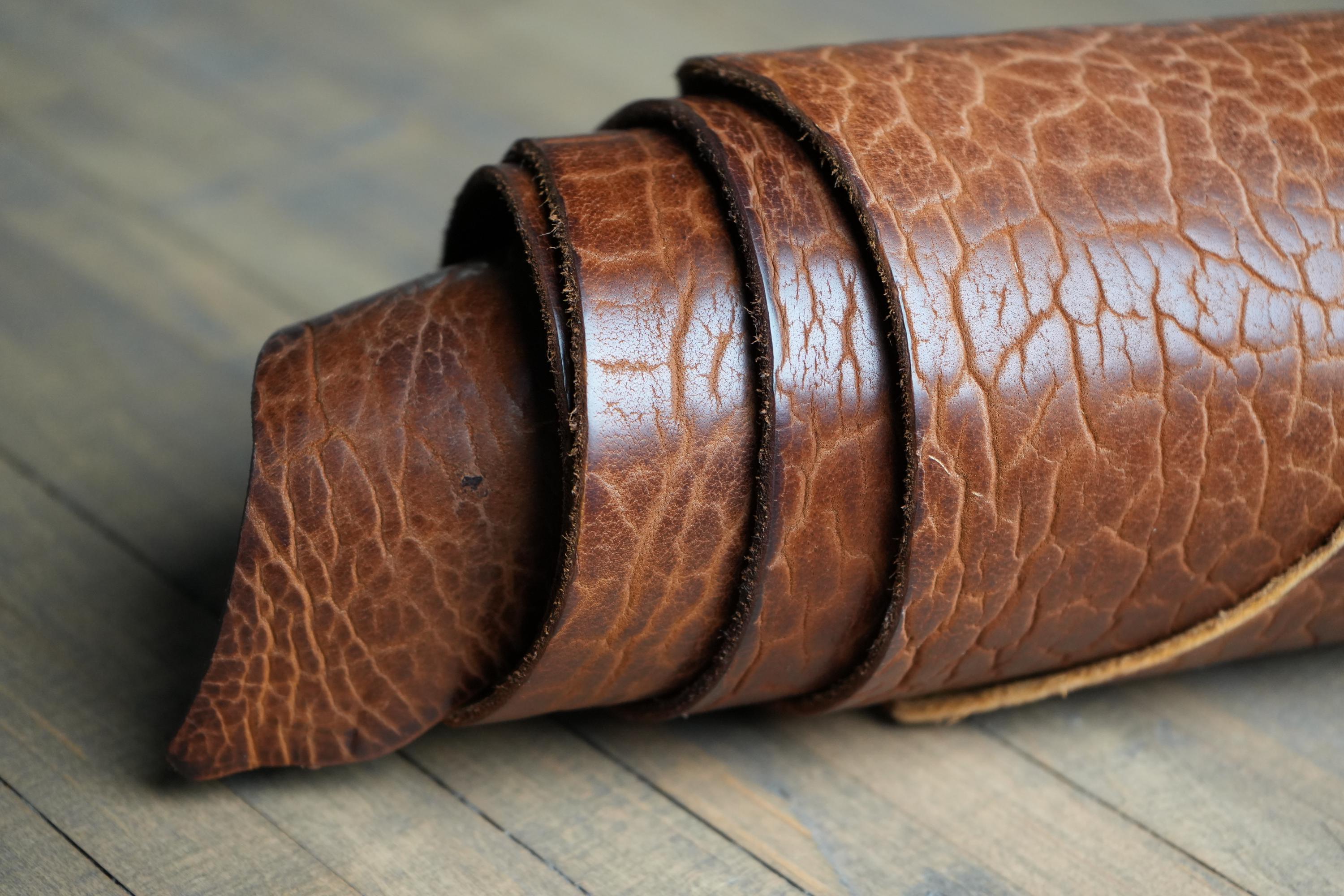 Shrunken Peanut Bison Leather American Made Distressed Rustic Hide DIY Tooling Leather Wallet Panel Craft Supply Craftsman