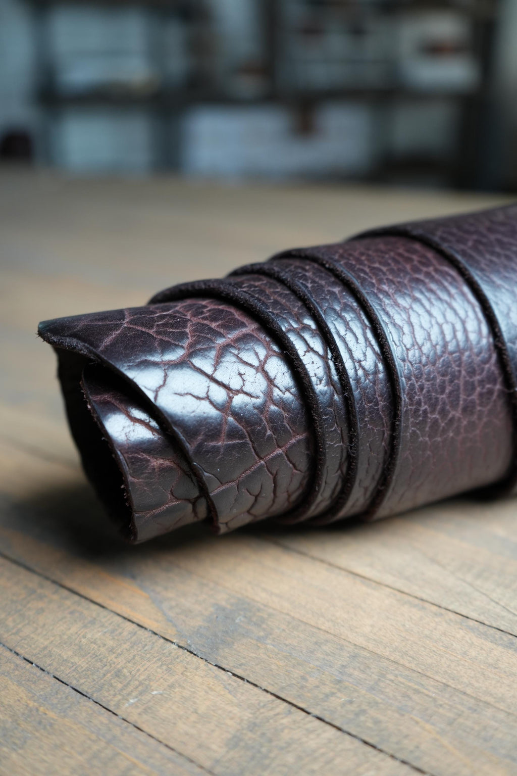 American Made Mahogany Shrunken Bison Leather Distressed Rustic Hide DIY Tooling Leather Wallet Panel Craft Supply Craftsman