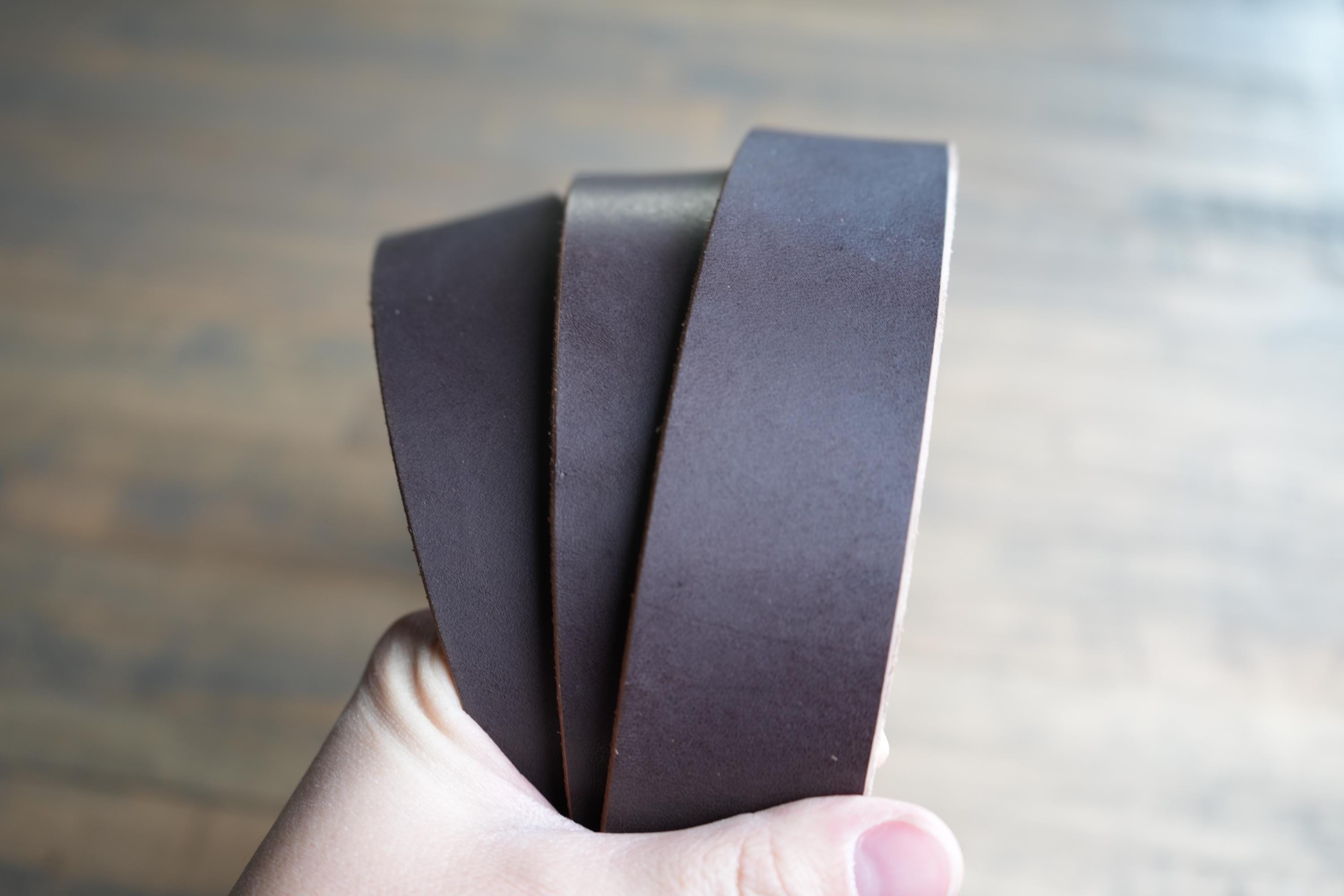 Havanna Veg Tanned Bridle Leather 12-14oz American Hides Tanned in America Premium Leather Straps with Beveled Edges Ready for Belt Making