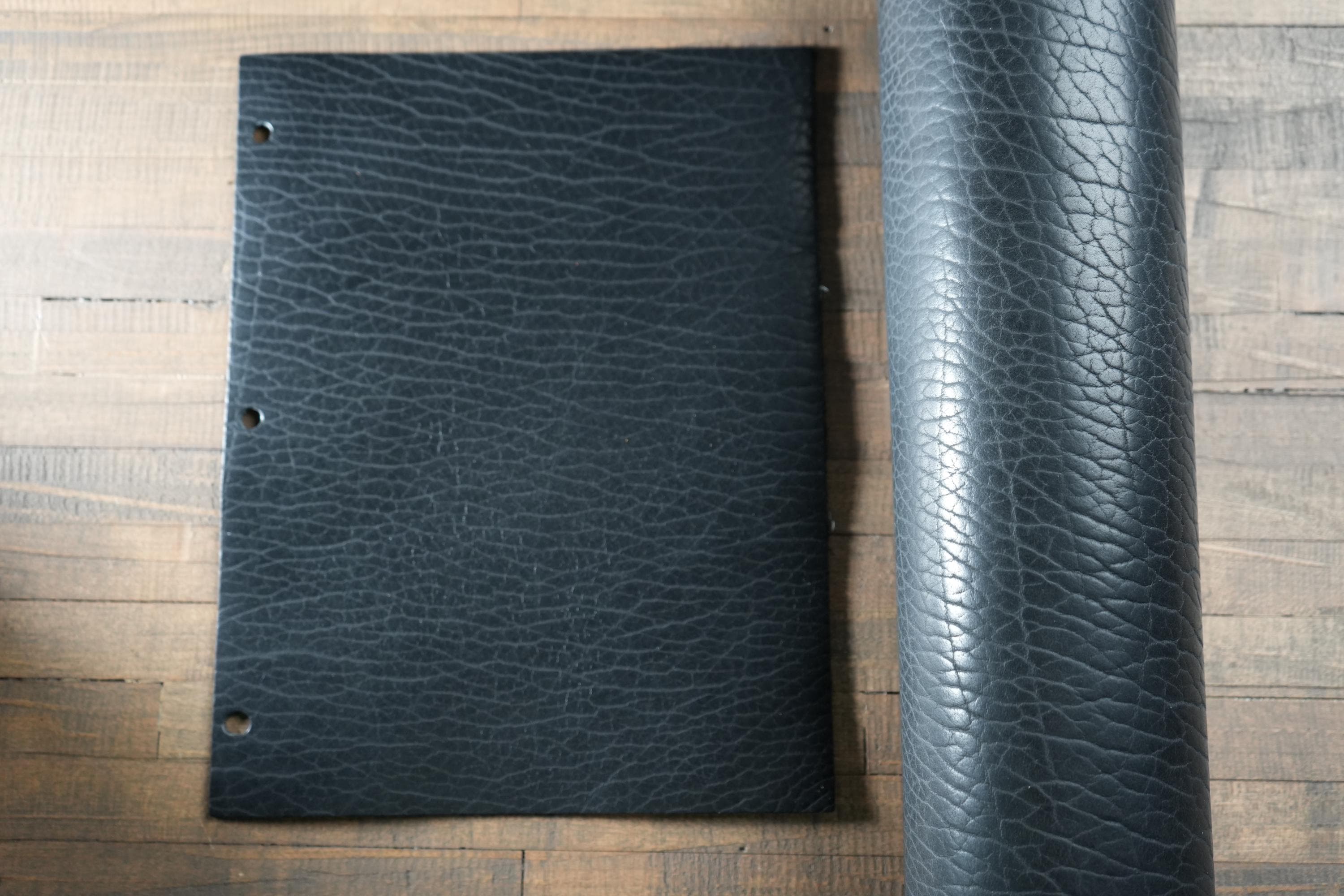 Shrunken Bison Leather Black American Made Distressed Hide DIY Wallet Panel Tooling Leather for Craftsmen