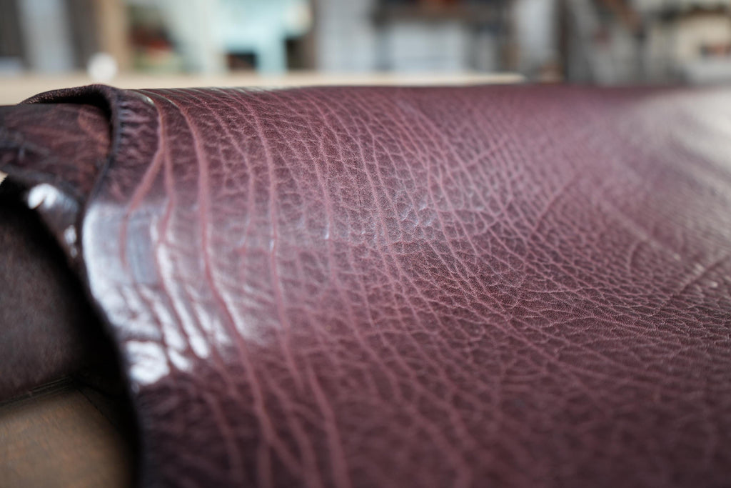 American Made Mahogany Shrunken Bison Leather Distressed Rustic Hide DIY Tooling Leather Wallet Panel Craft Supply Craftsman