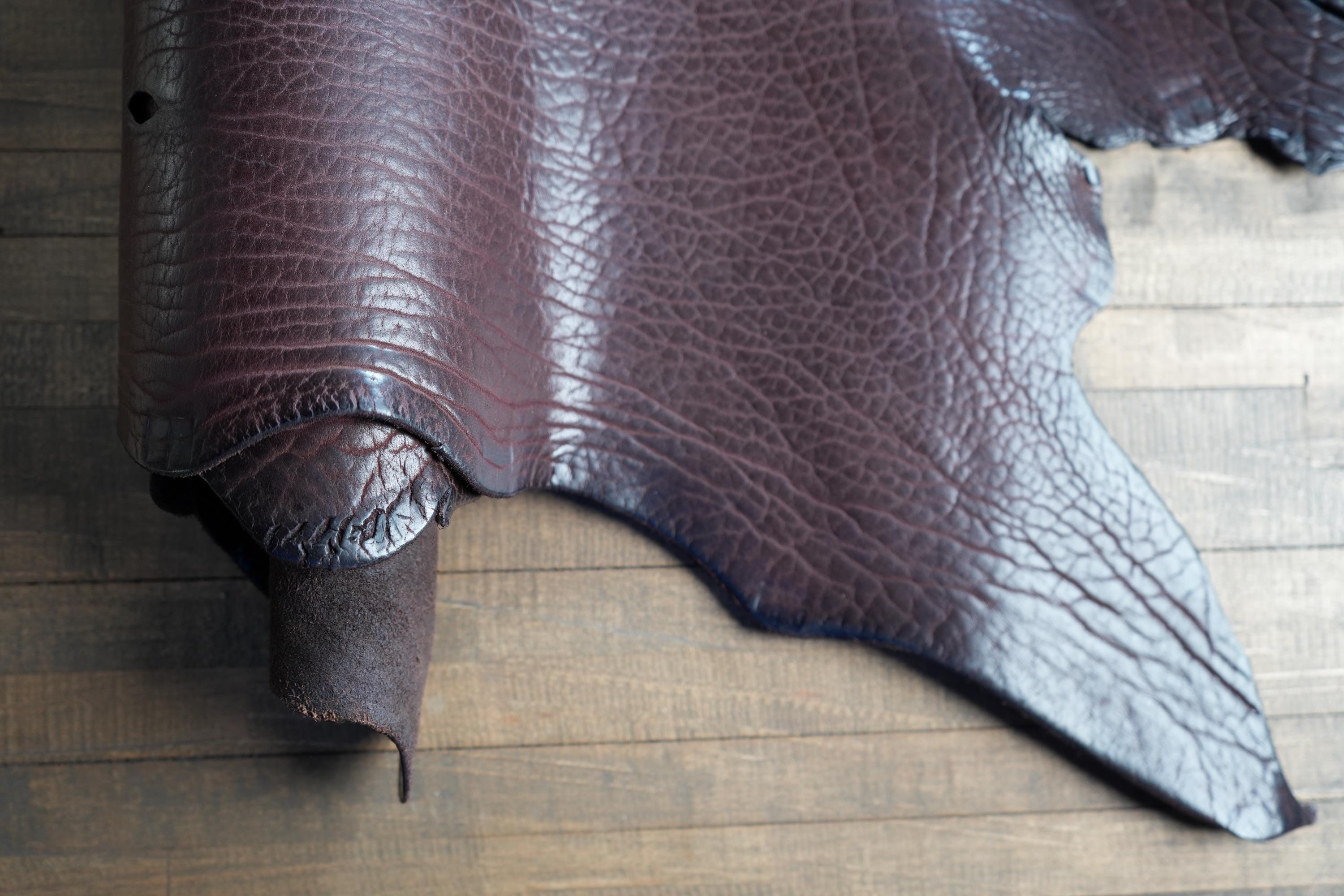 American Made Mahogany Shrunken Bison Leather Distressed Rustic Hide DIY Tooling Leather Wallet Panel Craft Supply Craftsman