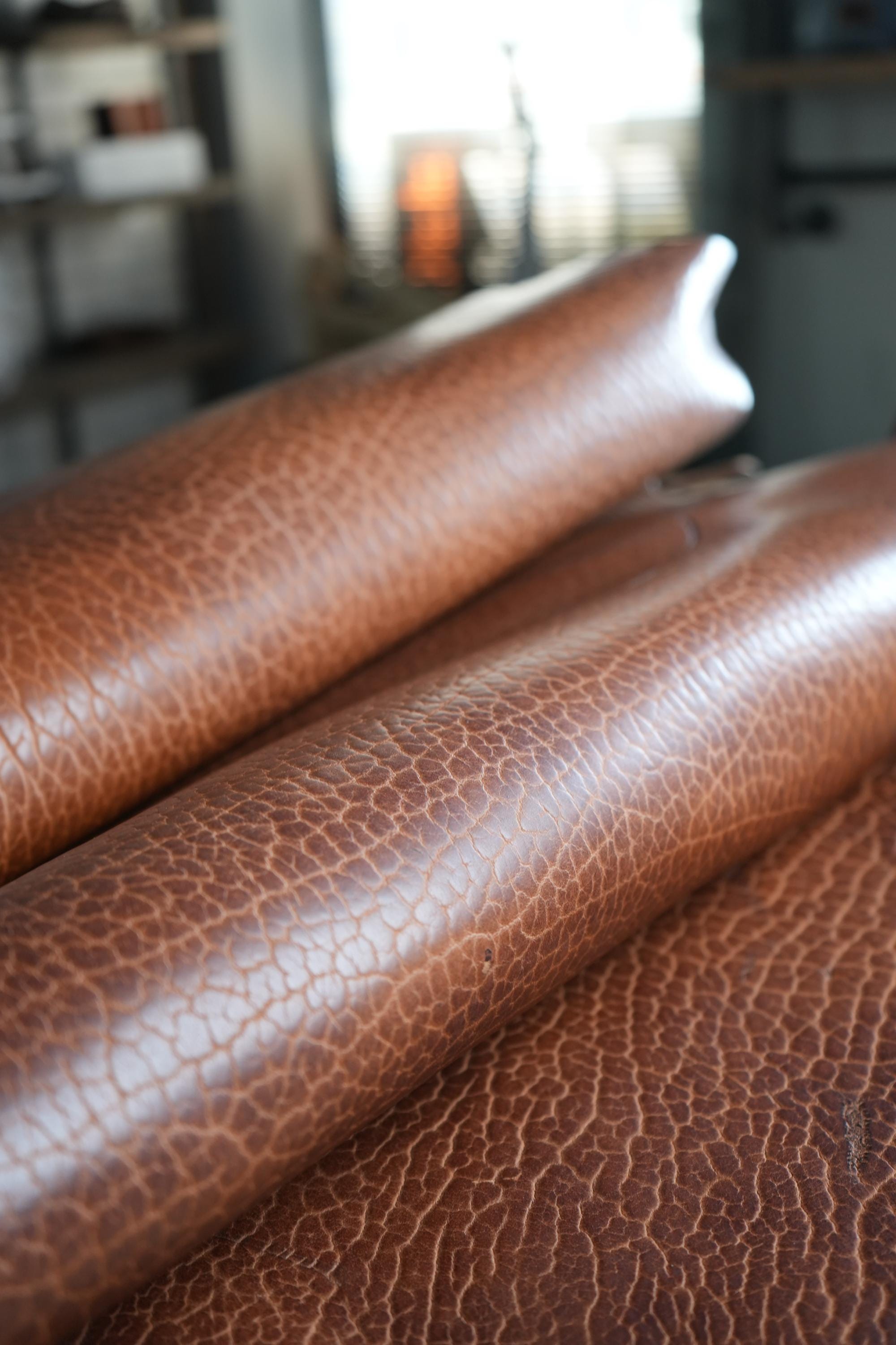 Shrunken Peanut Bison Leather American Made Distressed Rustic Hide DIY Tooling Leather Wallet Panel Craft Supply Craftsman