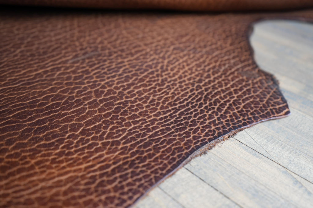 Shrunken Peanut Bison Leather American Made Distressed Rustic Hide DIY Tooling Leather Wallet Panel Craft Supply Craftsman