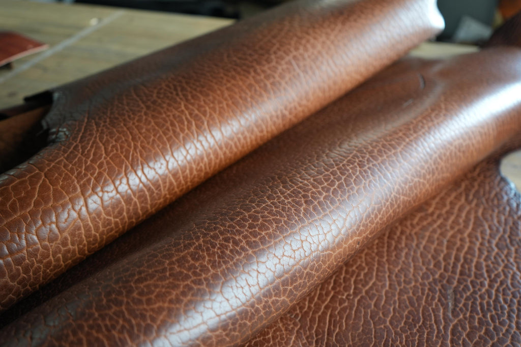 Shrunken Peanut Bison Leather American Made Distressed Rustic Hide DIY Tooling Leather Wallet Panel Craft Supply Craftsman