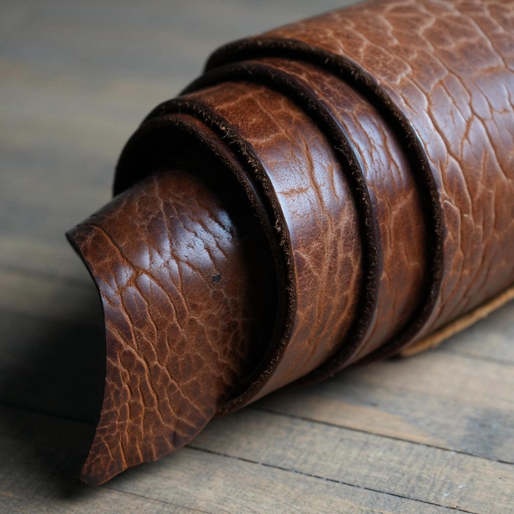 Shrunken Peanut Bison Leather American Made Distressed Rustic Hide DIY Tooling Leather Wallet Panel Craft Supply Craftsman