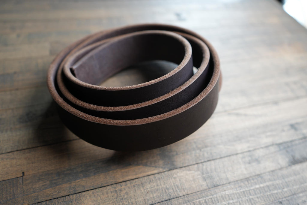 Havanna Veg Tanned Bridle Leather 12-14oz American Hides Tanned in America Premium Leather Straps with Beveled Edges Ready for Belt Making